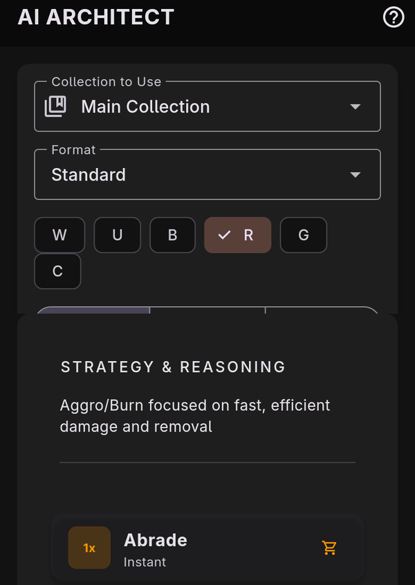 The AI Architect after a build, showing the drafted deck ready to review.